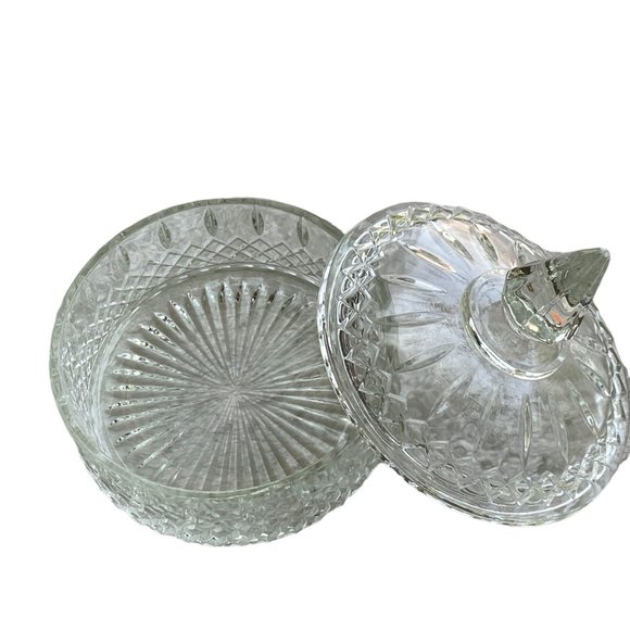 Vintage Indiana Princess Pattern Clear Covered Candy Dish Cut Pressed Glass - Picture 9 of 16